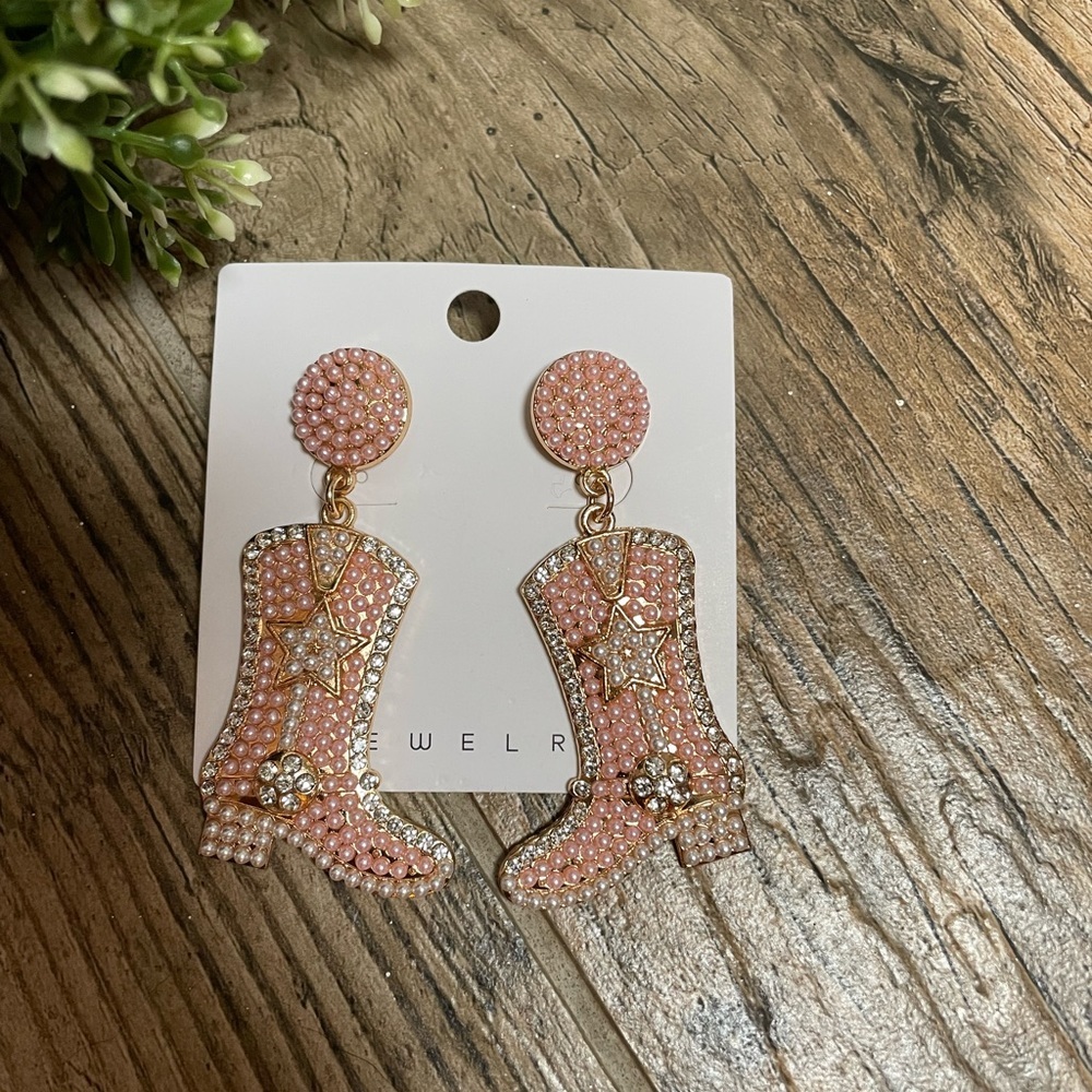 Cowboy Boot Earrings NWT Cowgirl Earrings women’s rhinestone